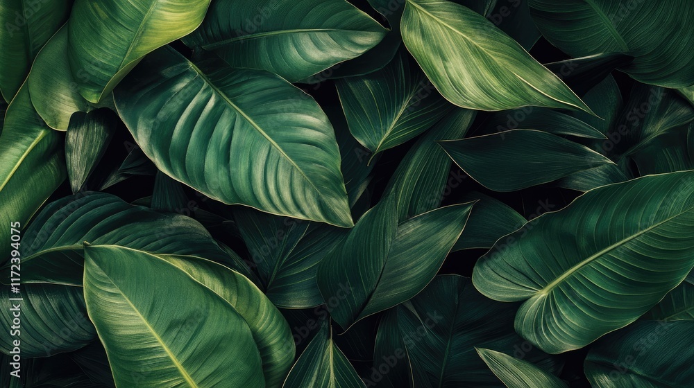 Lush Green Leaves Displaying the Natural Elegance and Serenity of Untamed Flora in an Abundant Forest Environment Lush Green Leaves Displaying the Natural Elegance and Serenity of Untamed Flora in an Abundant Forest Environment