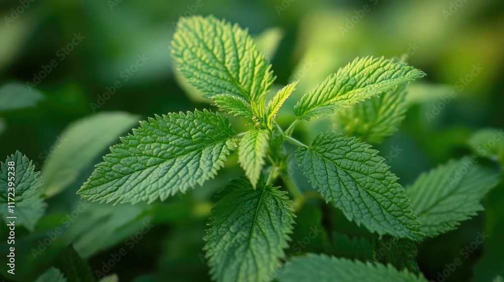 Wild green leaves displaying the intricate details and vibrant hues of nature's untouched beauty in a serene environment Wild green leaves displaying the intricate details and vibrant hues of nature's untouched beauty in a serene environment