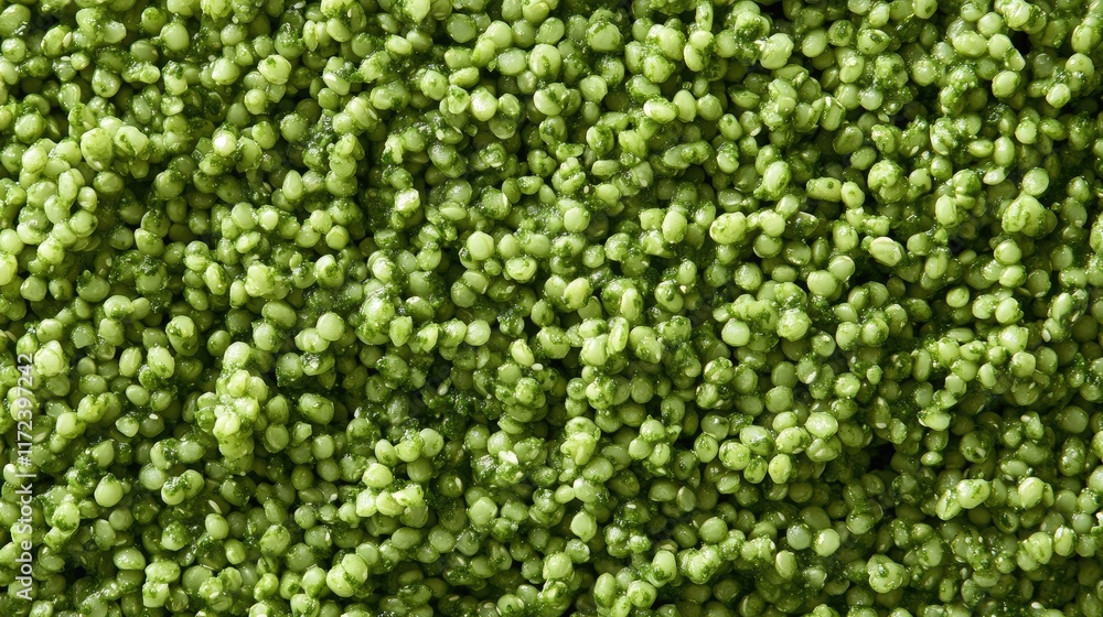 Close-up view of vibrant green millet grains showcasing texture and freshness for healthy eating concepts Close-up view of vibrant green millet grains showcasing texture and freshness for healthy eating concepts