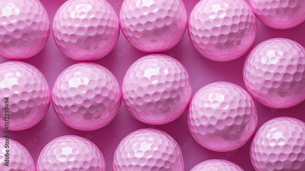 Pattern of Pink Golf Balls on Vibrant Background - Sport and Design Concept Pattern of Pink Golf Balls on Vibrant Background - Sport and Design Concept