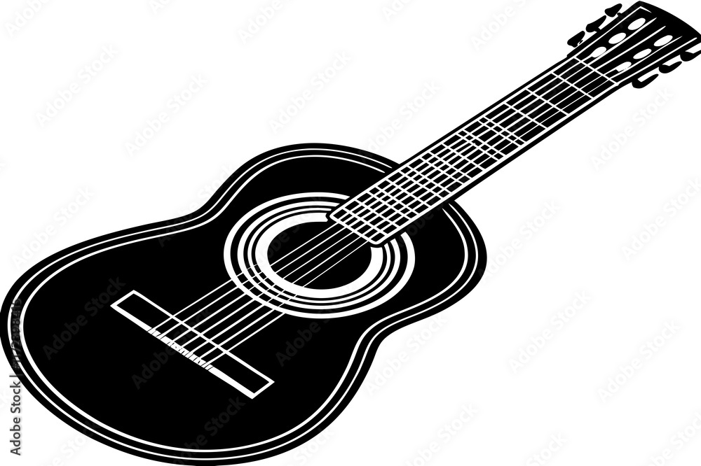 Classic guitar with nylon strings on white background Vector illustration Classic guitar with nylon strings on white background Vector illustration