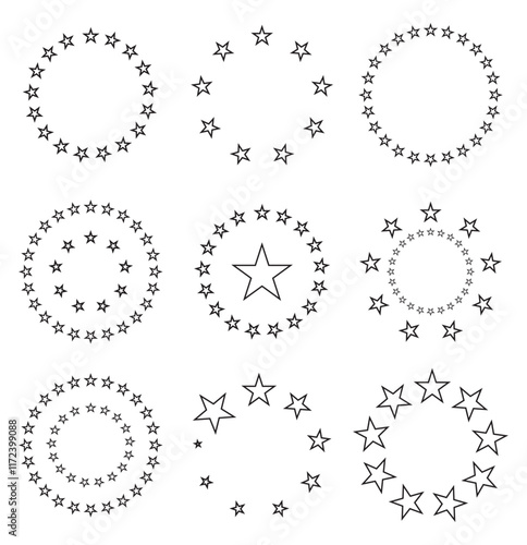 Print Stars in circle icon vector illustration graphic design. stars in round circular emblem