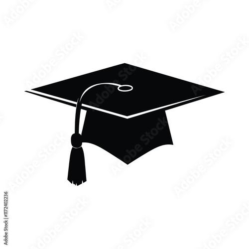 Graduation cap vector icon black color education