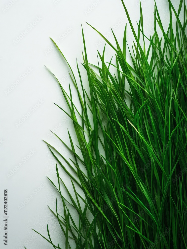 Naklejka premium A close-up of vibrant green grass against a plain background.