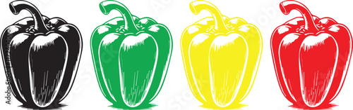 capsicum vector set illustration