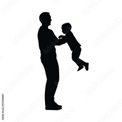 Silhouette of father and son