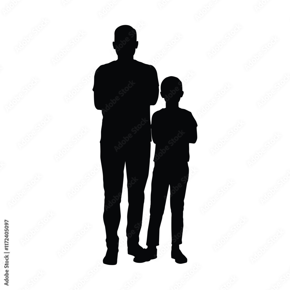 Silhouette of father and son Silhouette of father and son