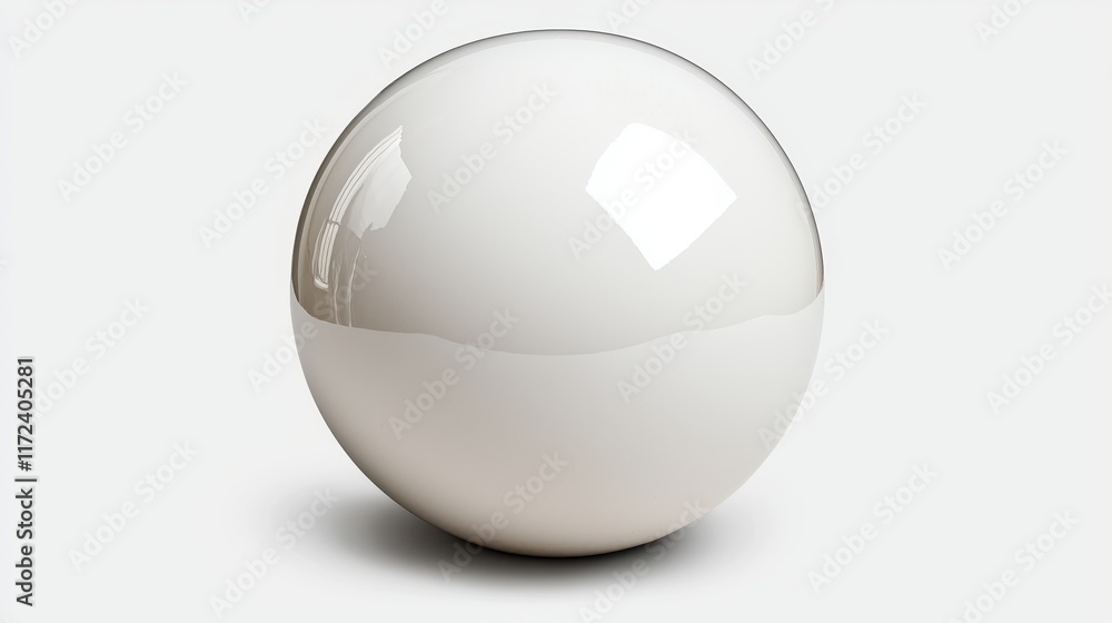 Glossy White Sphere with Reflection and Shadow on Minimalist Background for Artistic Design Glossy White Sphere with Reflection and Shadow on Minimalist Background for Artistic Design