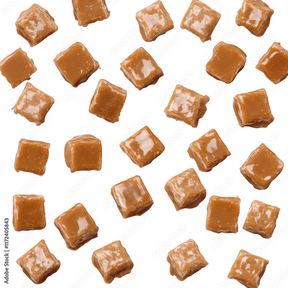 caramel squares isolated on white transparent background caramel squares isolated on white transparent background