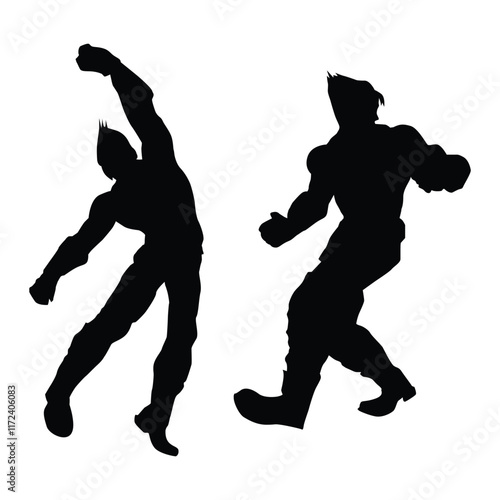 Fighter judo karate game player silhouette SHapes Drawing Vol 07