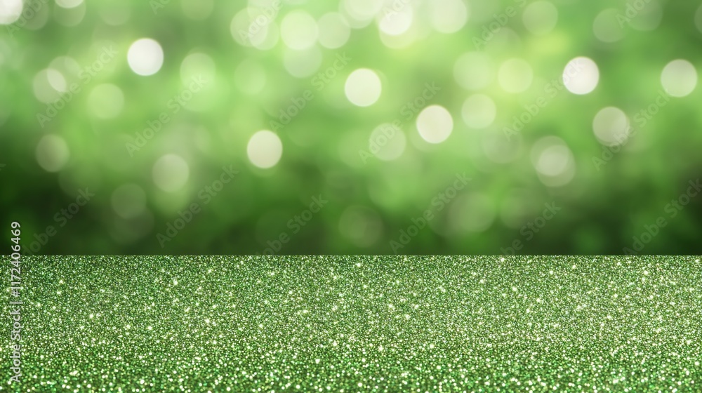 Obraz premium Bright Green Glitter Background with Soft Bokeh Effect for Design