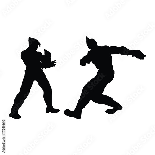 Fighter judo karate game player silhouette SHapes Drawing Vol 09