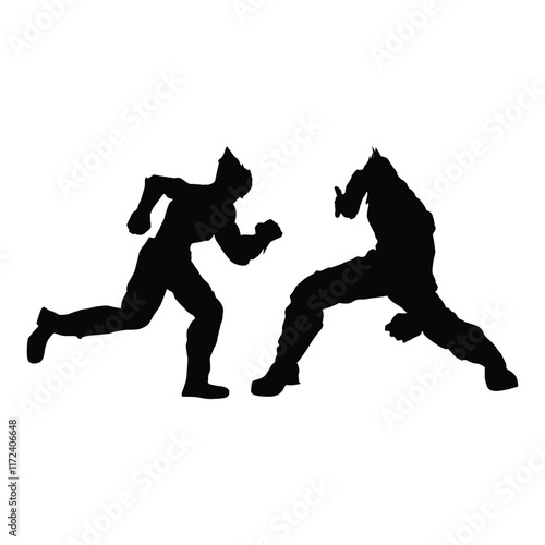 Fighter judo karate game player silhouette SHapes Drawing Vol 10