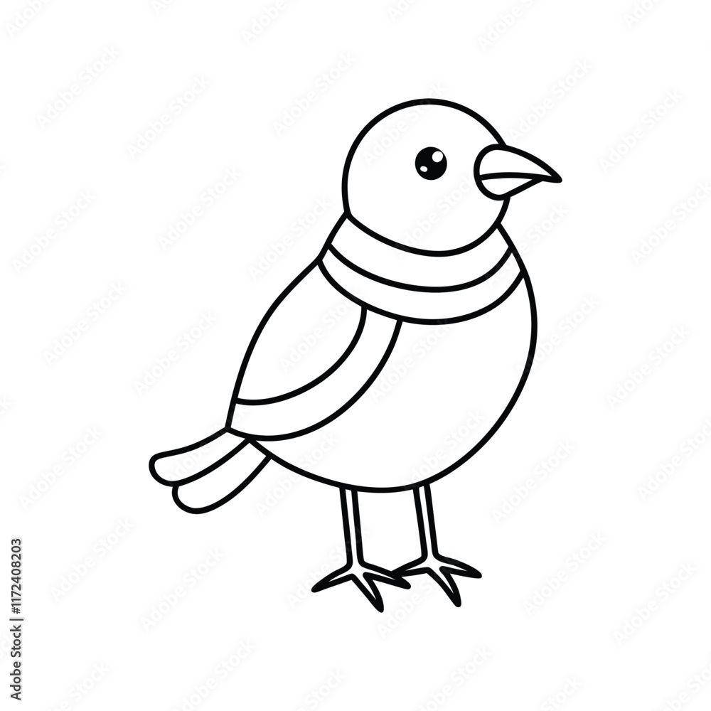 Fototapeta premium Christmas bird illustration vector, Merry Christmas ClipArt Design, bird Lineart Art 