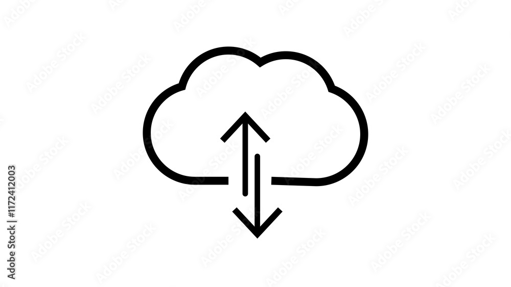 Cloud upload download icon isolated with white background. Cloud upload download icon isolated with white background.