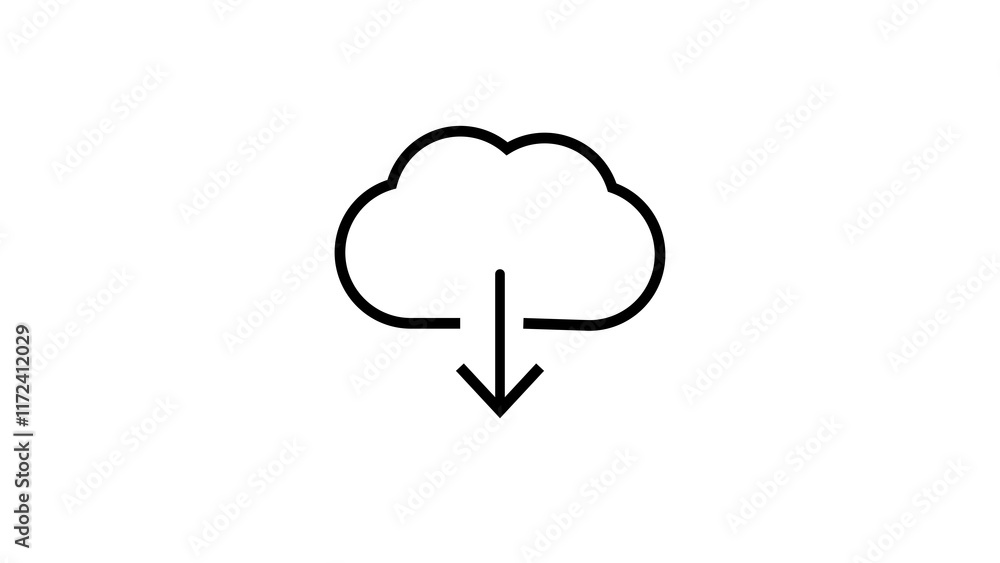 Cloud download icon isolated with white background. Cloud download icon isolated with white background.