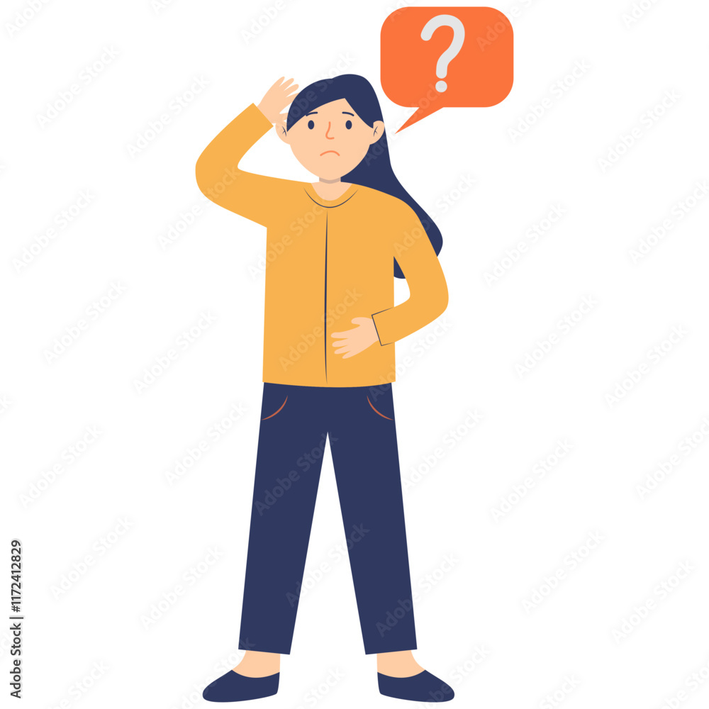 People Thinking Illustration with Cartoon Design. Isolated on White Background People Thinking Illustration with Cartoon Design. Isolated on White Background