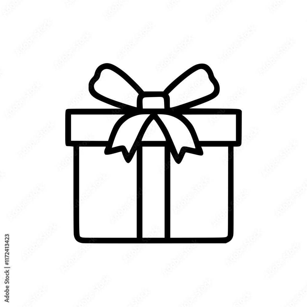 Gift box in outline icon style, business and finance theme. Gift box in outline icon style, business and finance theme.