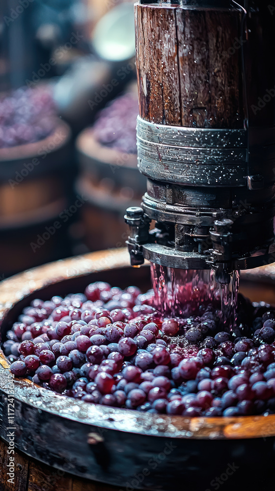 custom made wallpaper toronto digitalGrapes being crushed in mechanical press, creating rich juice