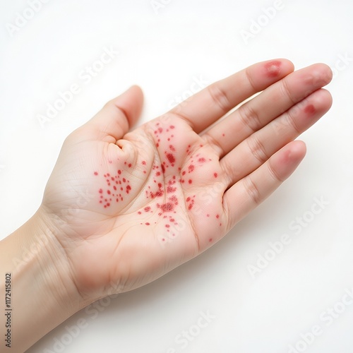 Hand with Petechiae: Medical Image of Red Spots photo