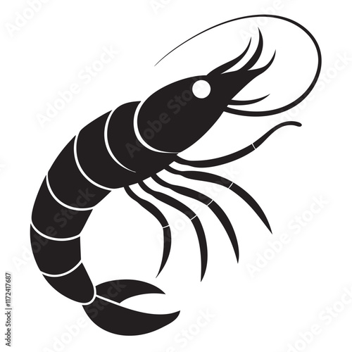 Print
shrimp black vector silhouette, shrimp icon vector, Sea lobster  illustration
