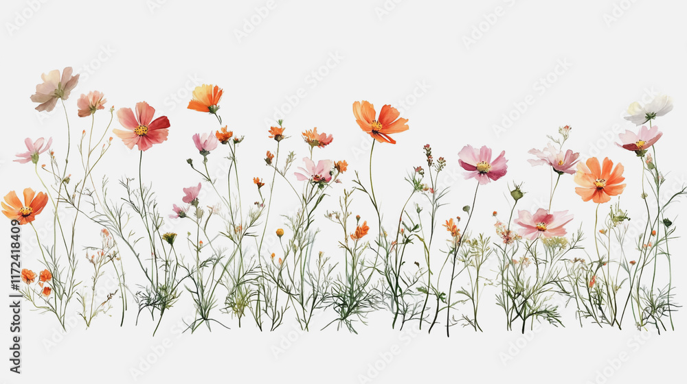 Fototapeta premium Elegant wedding invitation card background vector. Minimal hand painted watercolor botanical flowers texture template background. Design for wedding, vip cover, poster, rsvp moderncard.Valentine's Day