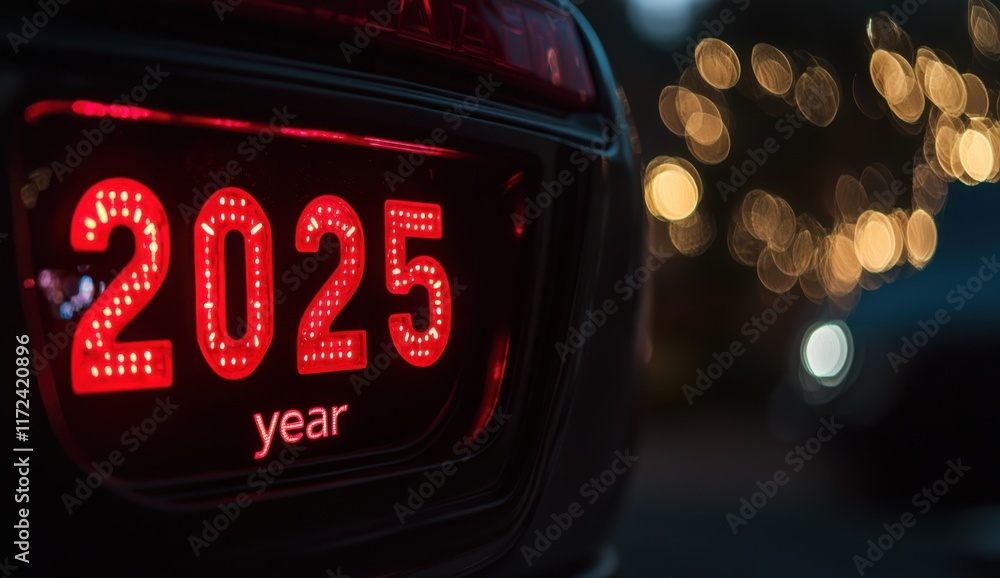 Obraz premium 2025 Year Display on Car