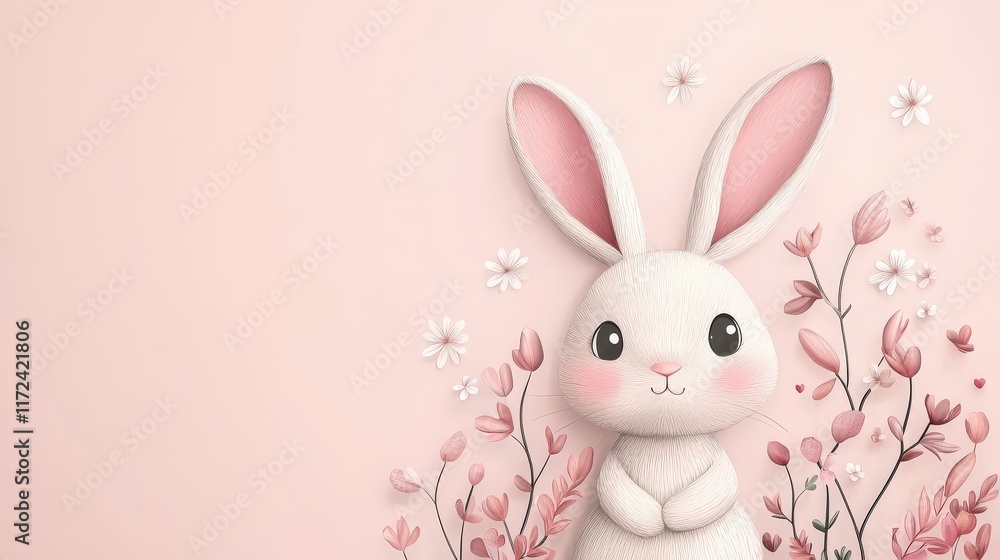 A minimalist Easter bunny clipart design with soft colors and space for adding text, ideal for banners. A minimalist Easter bunny clipart design with soft colors and space for adding text, ideal for banners.