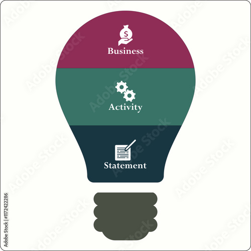 BAS - Business Activity Statement acronym. Infographic template with icons and description placeholder