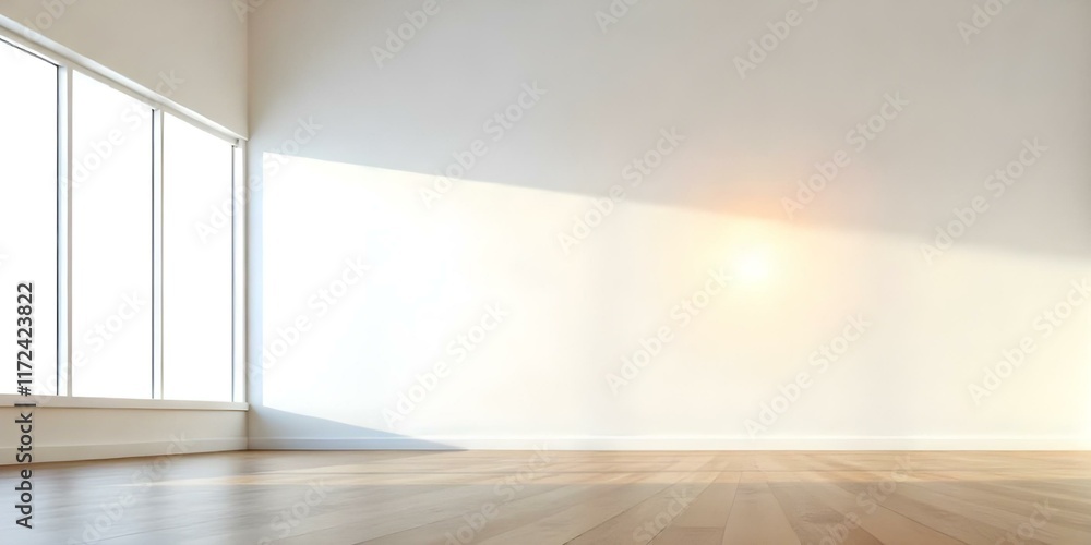 Fototapeta premium Empty room with white walls and wooden floor
