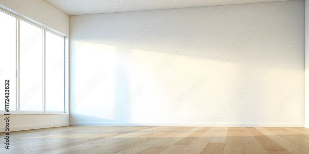 Fototapeta premium Empty room with white walls and wooden floor