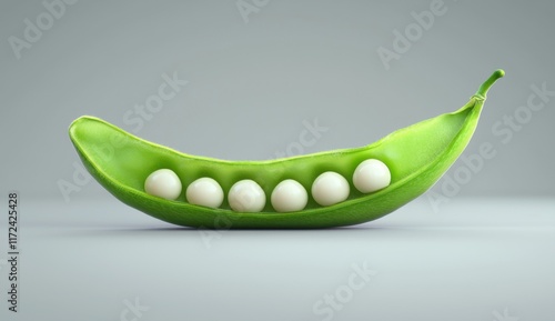 Fresh Green Pea Pod with White Peas photo