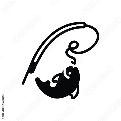 Black solid icon for fishing