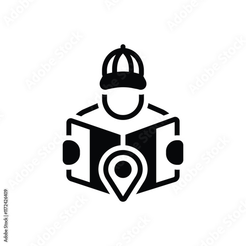 Black solid icon for map reading photo