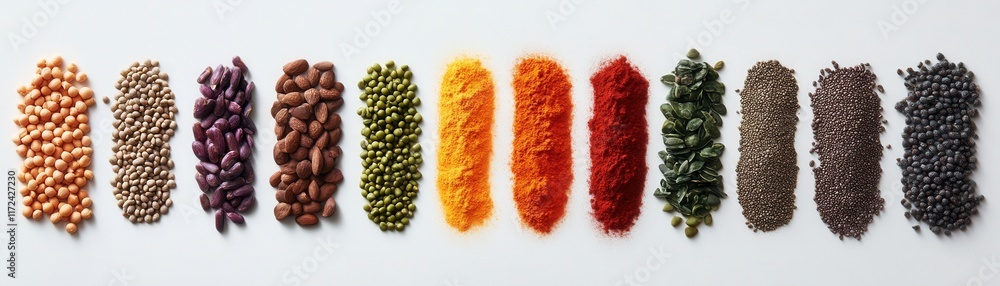 Vibrant Superfoods Arranged in a Rainbow: A Colorful Display of Health and Nutrition Vibrant Superfoods Arranged in a Rainbow: A Colorful Display of Health and Nutrition