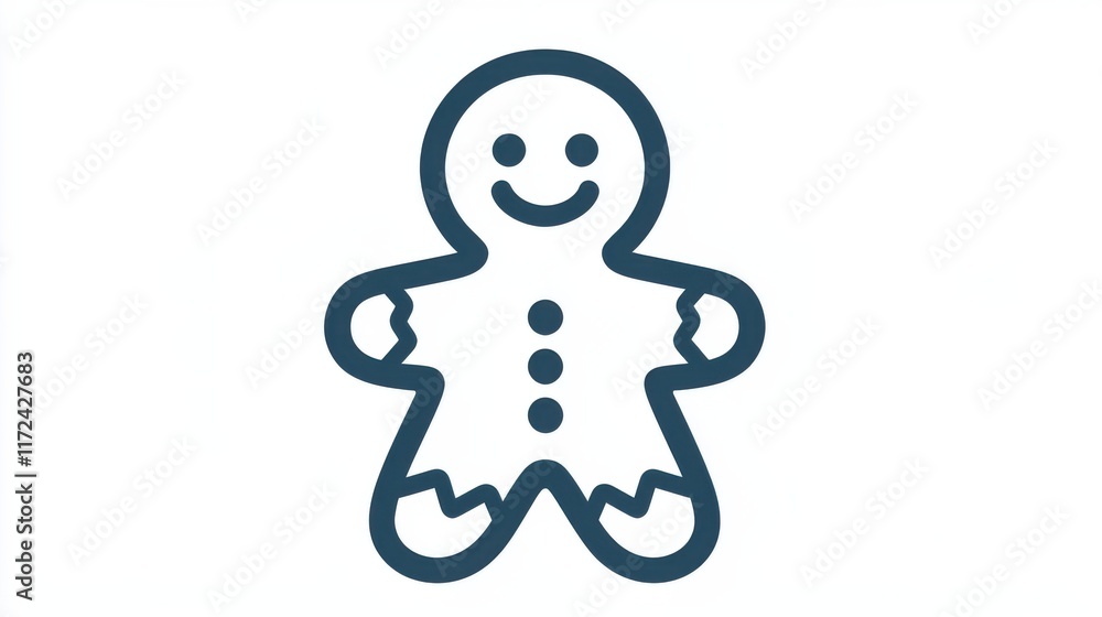 Adorable Gingerbread Man Line Art Illustration Adorable Gingerbread Man Line Art Illustration