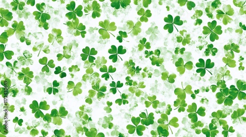 Four Clover with snow in winter season, Lucky clover leaves with four leaf,Clover flowers background,Patricks day,Spring flower pattern,St. Patrick s day seamless pattern,copy space.