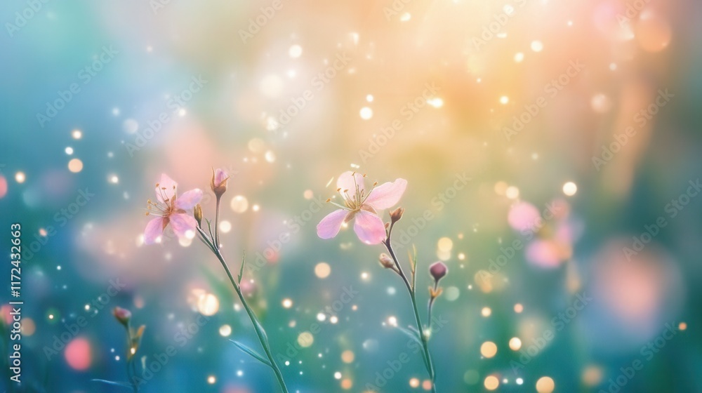 Delicate flowers illuminated by gentle sunlight. Delicate flowers illuminated by gentle sunlight.