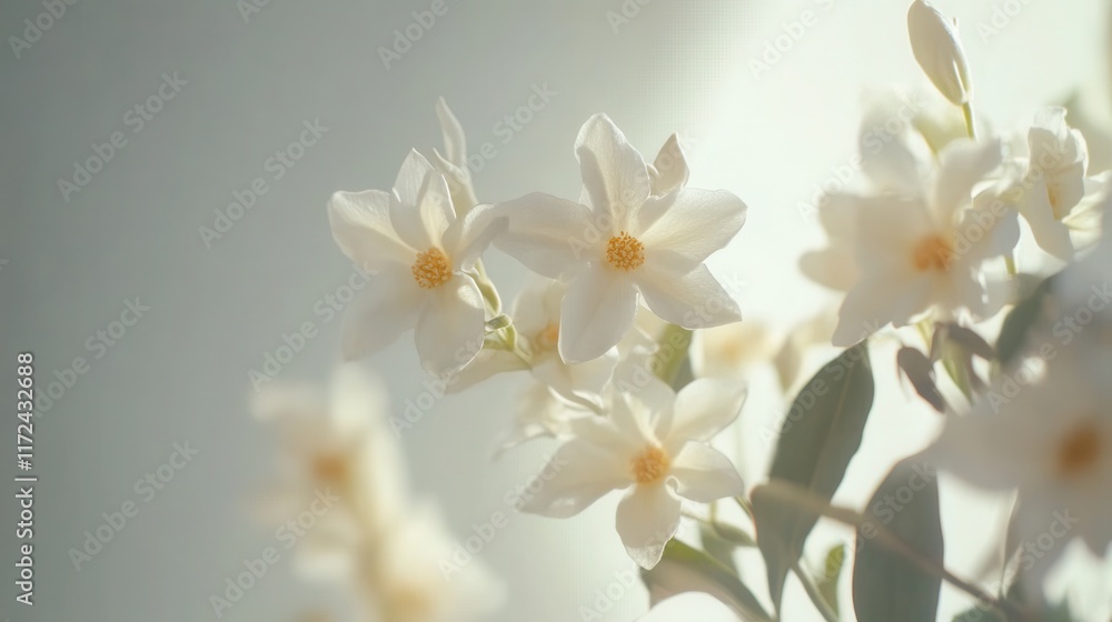 Obraz premium Delicate white flowers in soft natural light.