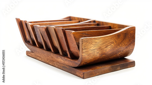 Rustic Wooden Mail Organizer Tray on white background.PNG