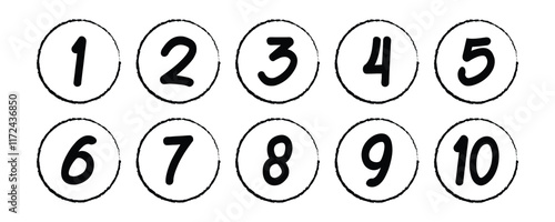 Number set from zero to nine on colorful circle with shadow. circles and numbers. numbers symbols with long shadow. number digit vector icon with colorful circle. set of 1-9 numbers in eps10.