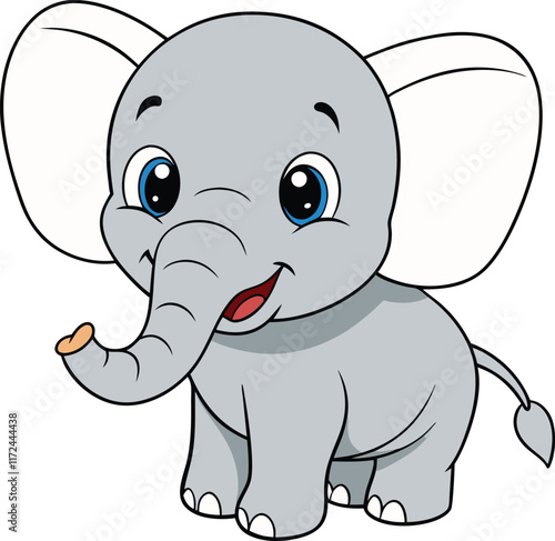 Adorable Baby Elephant Cartoon Illustration 