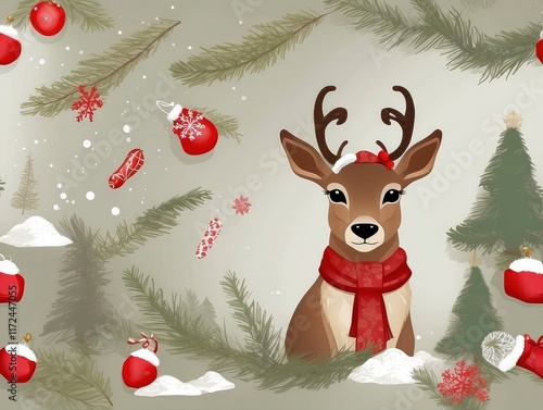 christmas card with reindeer