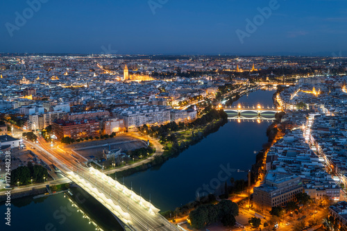 view of Sevilla by night, photo