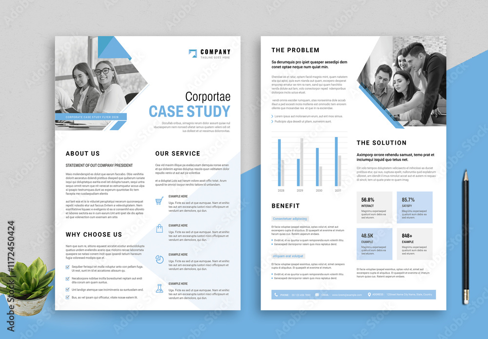 Corporate Case Study Flyer Template Layout Stock Template | Adobe Stock