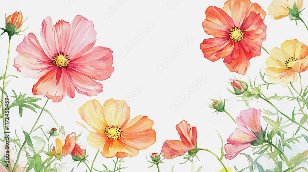 Obraz premium Elegant wedding invitation card background vector. Minimal hand painted watercolor botanical flowers texture template background. Design for wedding, vip cover, poster, rsvp moderncard.Valentine's Day