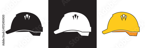 Helmet icon. Motorcycle helmets. Racing helmet. construction helmet icon. Safety helmet.   isolated on white and black background. vector illustration. EPS 10