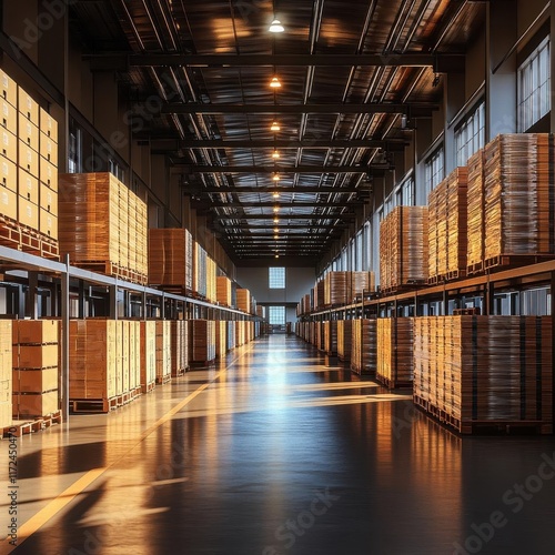 Wallpaper Mural Vividly depict a warehouse scene with meticulously organized cargo stacks in a digital 3D format Torontodigital.ca