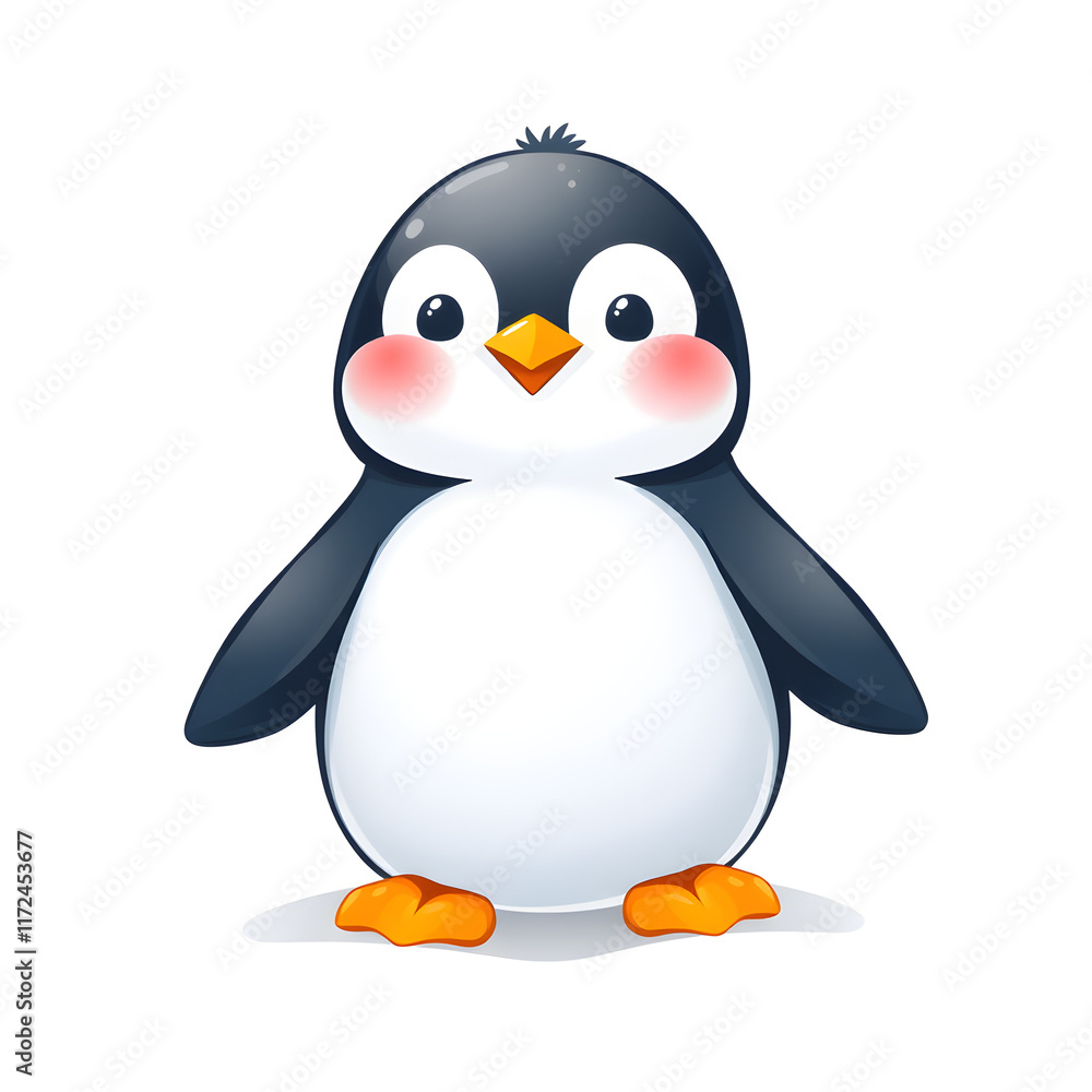 Obraz premium A cute penguin with a pink nose stands on its hind legs