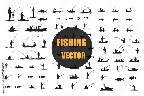 Fishing Silhouette Vector Set